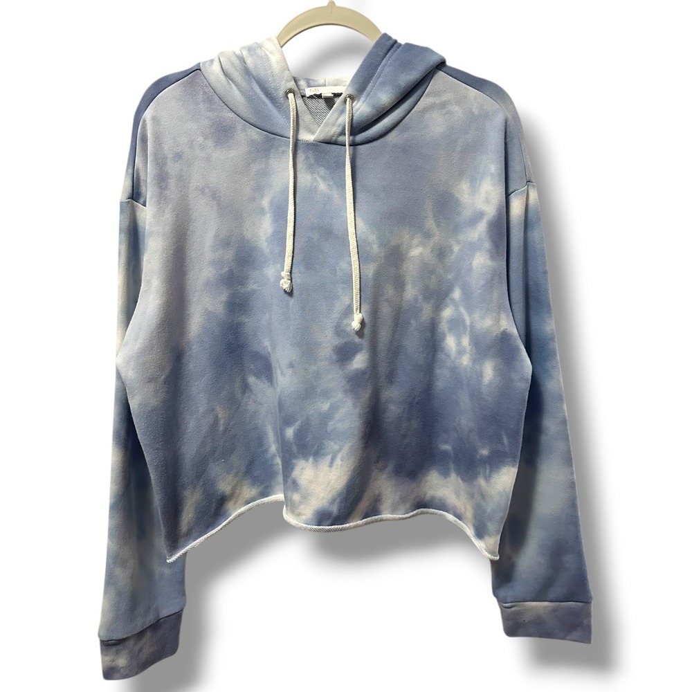 GB Gianni Bini Blue White Tie Dye Cropped Hoodie Women's XL Loungewear Casual
